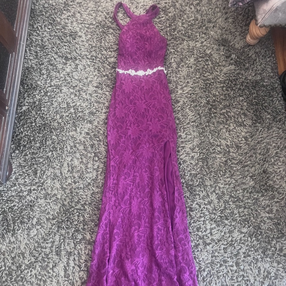 City Studio Magenta Lace Dress
